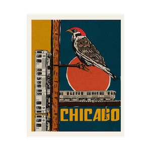 Chicago Bird CTA Print (Vintage Style Art Poster, CTA Train Lines)