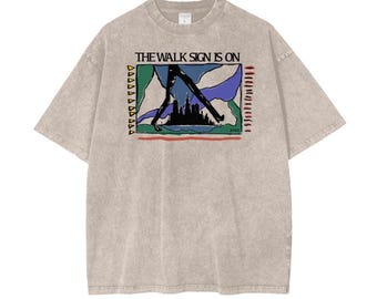 Walk Sign Is On T-Shirt – Walkable Cities Snow Washed Graphic Tee, Urbanist Style