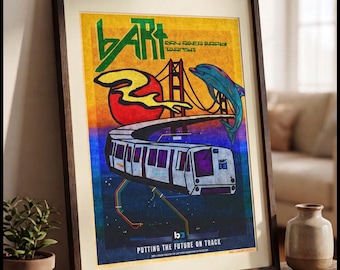 Retro San Francisco BART Travel Poster – Vintage Transit Wall Art, Bay Area Decor