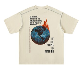 1956 Anti-Highway Expansion T-Shirt – Oversized Contrast-Stitched Activist Cotton Tee
