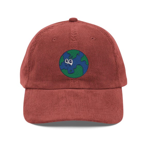 Smiling Earth Hat, Earth Day Embroidered Cap, Vintage Style, Eco-Friendly Accessory