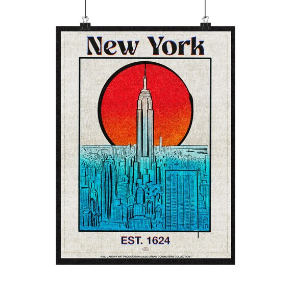 New York City Poster - The Empire State - Matte Skyline Art Print, Home Decor Gift, Wall Art Print, Office Decoration