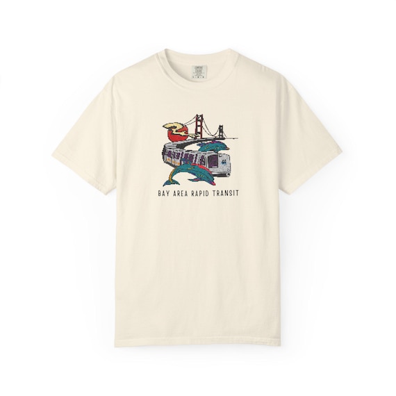 Bay Area Transit T-Shirt, BART Unisex Graphic Tee, Pixelated Retro 90s Style, California Gift, Eco-Friendly Casual Wear