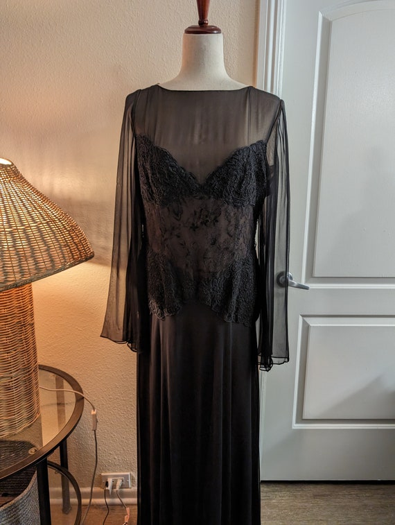 Vintage Women's Sheer with Lace Chiffon Dress (R6)
