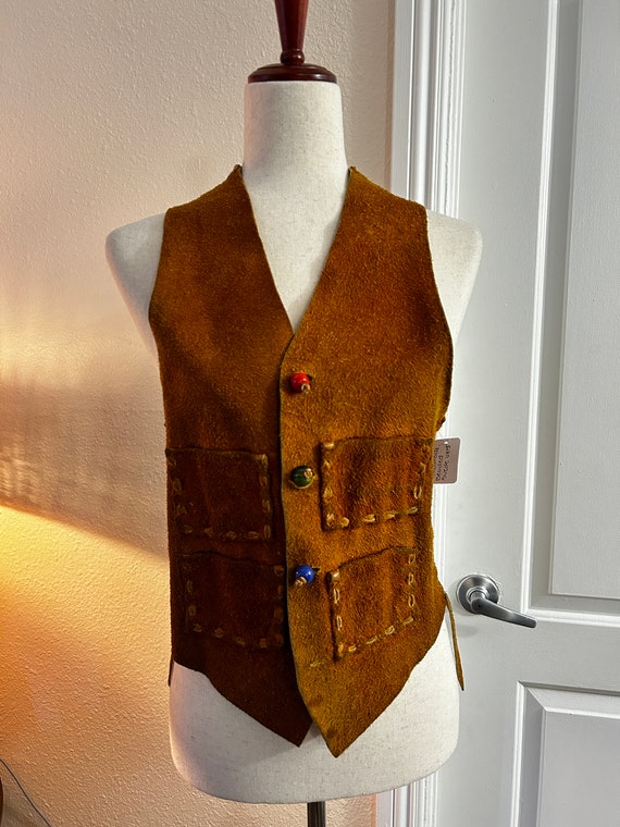 Handmade Beaded Suede Vest (R4)