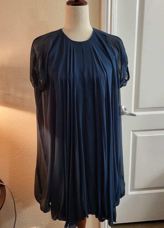 Vintage Turquoise 100% Silk Women's Dress (R1)