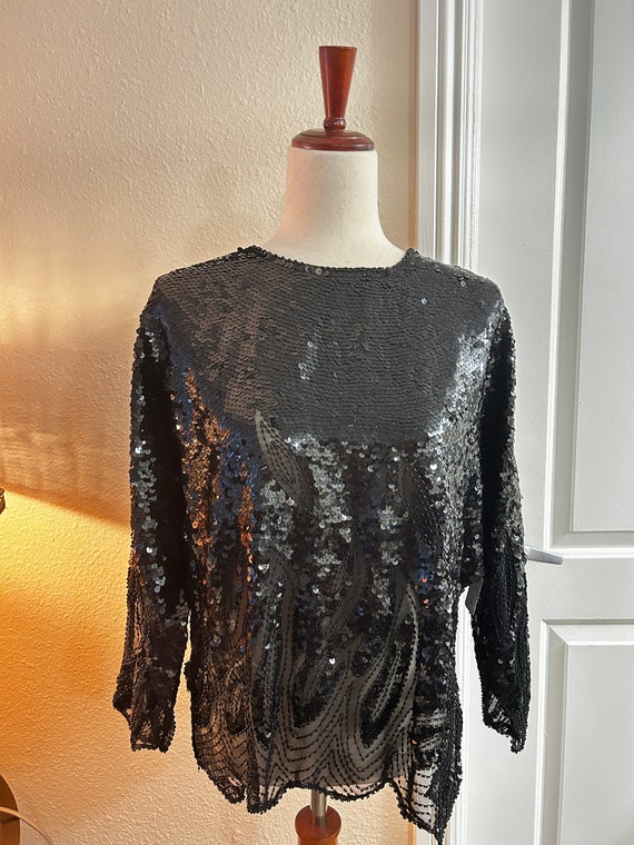 Vintage Beaded Sequin Women's Top (R2)