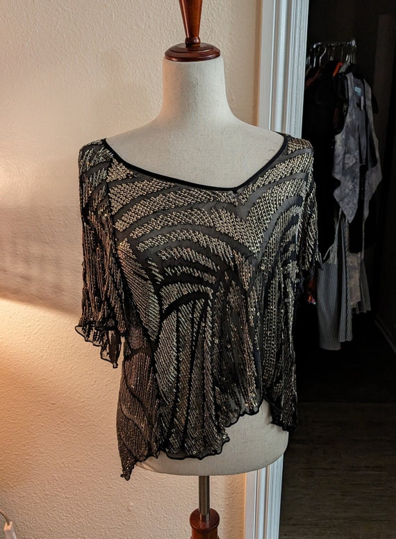 Parker 100% silk sequined top (R6)