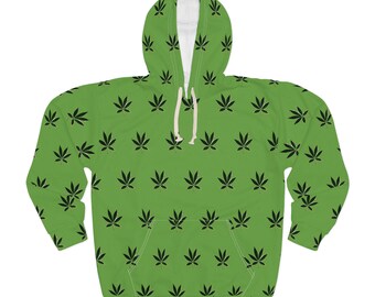 Pot Leaf pattern Unisex Pullover Hoodie (AOP)