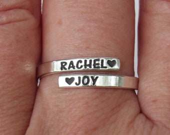 Sterling Silver Adjustable Ring, Custom Silver Ring, Rings for Women Silver, Name Rings