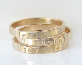 Custom Name Ring, Gold Ring with Names, Personalized Ring, Gold, Stacking Name Ring, Mom Ring, 14K Gold Filled Ring