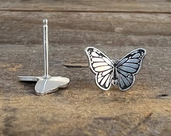 Butterfly Earrings, Sterling Silver Studs, Butterfly Jewelry, Gift for Her, Handmade Earrings, Dainty, Minimalist