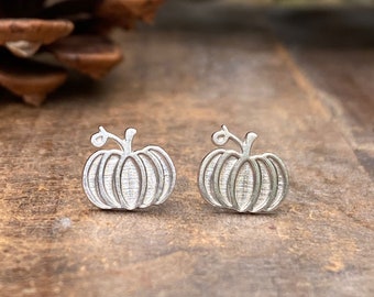 Cute Pumpkin Earrings, Pumpkin Studs, Halloween Earrings, Fall Earrings, Sterling Silver Stud Earrings, Halloween Jewelry, Autumn Jewelry