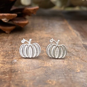 Cute Pumpkin Earrings, Pumpkin Studs, Halloween Earrings, Fall Earrings, Sterling Silver Stud Earrings, Halloween Jewelry, Autumn Jewelry