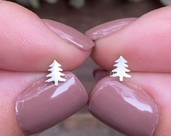 Pine Tree Stud Earrings, Pine Tree Jewelry, Forest Jewelry, Nature Jewelry, Tree Earrings, Woodland, Botanical, Sterling Silver Stud Earring