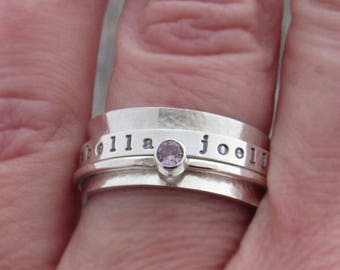 Name Ring, Spinner Ring, Personalized Ring, Birthstone Ring, Personalized Spinner Ring, Spinner Ring for Women, Sterling Silver, Handmade