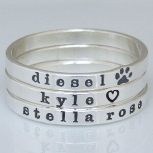 Personalized Ring, Custom Name Ring, Mom Ring, Ring with Names, Sterling Silver Stacking Ring 画像 9