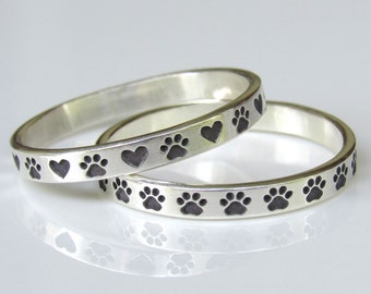 Paw Print Ring, Dog Mom, Paw Print Jewelry, Pet Memorial, Pet Lover Gift, Pet loss, Paw Prints and Hearts, Love my Pet, Cat