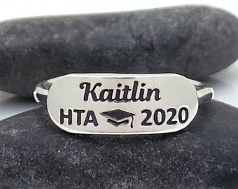 Personalized Class Ring, Name Ring, High School Ring, Graduation Ring, Sterling Silver Ring, Graduation Jewelry, Class of 2023, Dainty