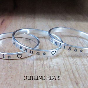 Personalized Ring, Custom Name Ring, Mom Ring, Ring with Names, Sterling Silver Stacking Ring image 7