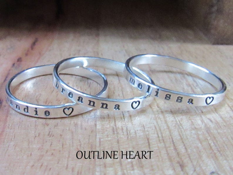 Personalized Ring, Custom Name Ring, Mom Ring, Ring with Names, Sterling Silver Stacking Ring 画像 7