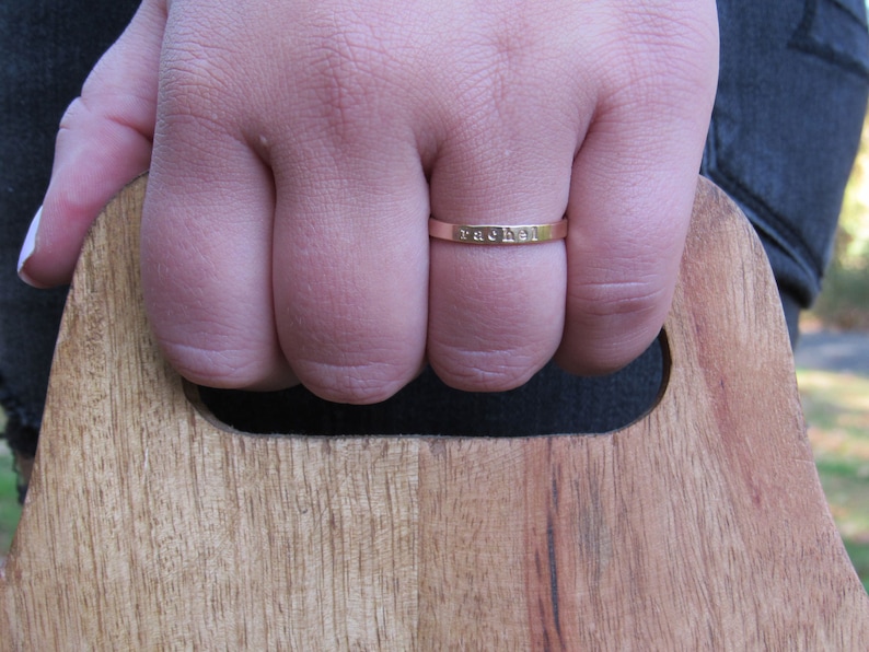 Custom Name Ring, Gold Ring with Names, Personalized Ring, Gold, Stacking Name Ring, Mom Ring, 14K Gold Filled Ring image 5