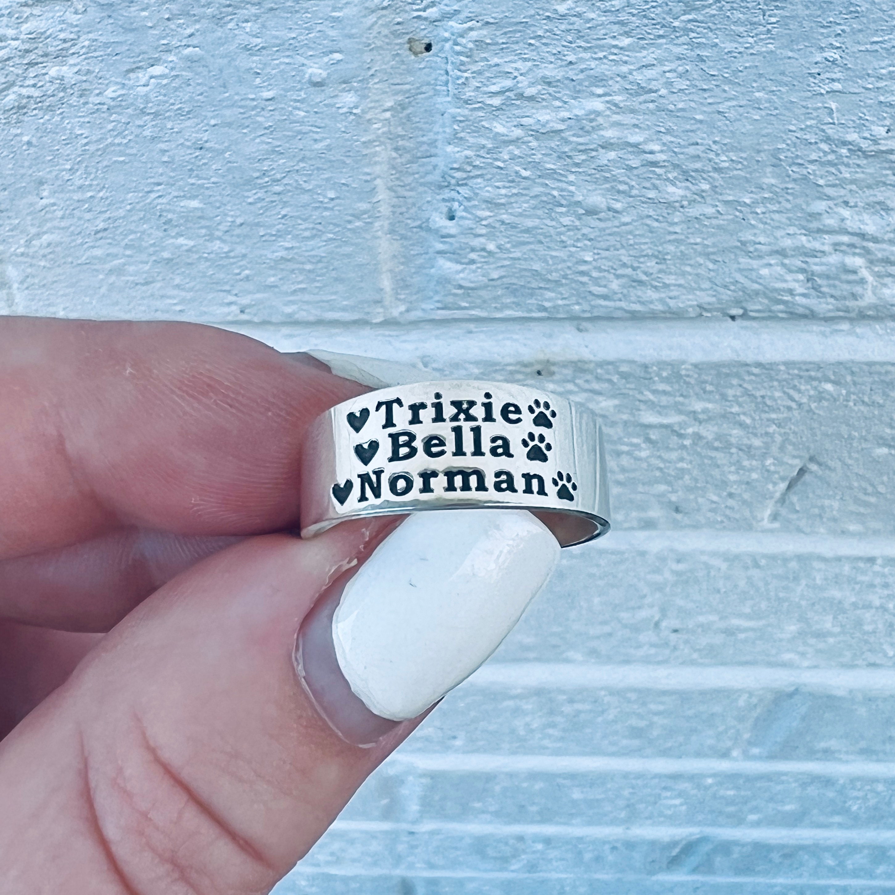 Wide Sterling Silver Ring, Custom Cigar Band, Personalized with Names, Slanted Style for Comfort, Thumb Ring, Handmade Jewelry, Gift for Her