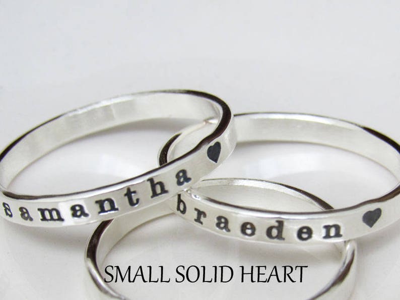 Personalized Ring, Custom Name Ring, Mom Ring, Ring with Names, Sterling Silver Stacking Ring 画像 8