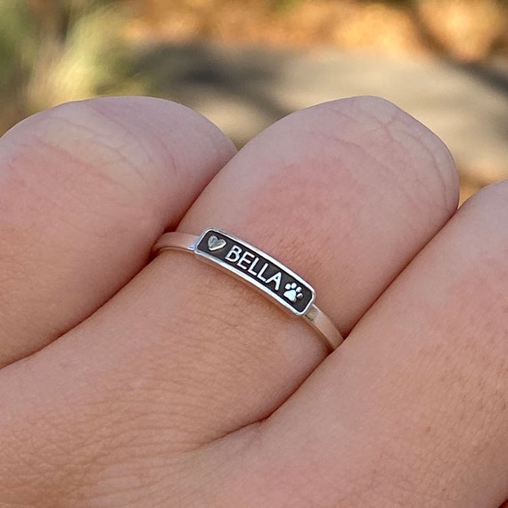 Paw Print Ring Pet Memorial Jewelry Dog Mom Personalized Ring