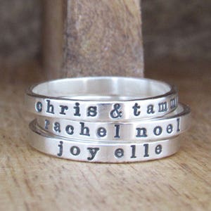 Personalized Ring, Custom Name Ring, Mom Ring, Ring with Names, Sterling Silver Stacking Ring image 4