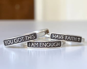 I Am Enough, Inspirational Ring, Personalized Ring, Motivational Gift, Best Friends, Soul Sisters, Sterling Silver Ring, Encouragement