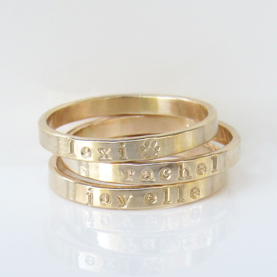 Custom Name Ring, Gold Ring With Names, Personalized Ring, Gold, Stacking Name Ring, Mom Ring
