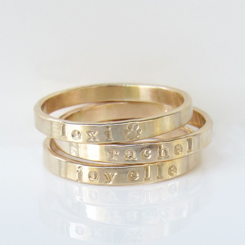 Custom Name Ring, Gold Ring with Names, Personalized Ring, Gold, Stacking Name Ring, Mom Ring, 14K Gold Filled Ring image 1