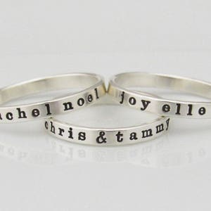 Personalized Ring, Custom Name Ring, Mom Ring, Ring with Names, Sterling Silver Stacking Ring 画像 6