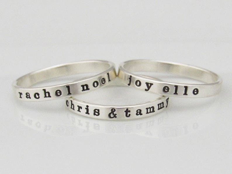 Personalized Ring, Custom Name Ring, Mom Ring, Ring with Names, Sterling Silver Stacking Ring 画像 6