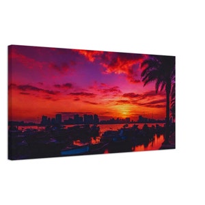 Hafenromantik: Ein Prachtvoller Sonnenuntergang Leinwand 40x80 cm / 16x32″