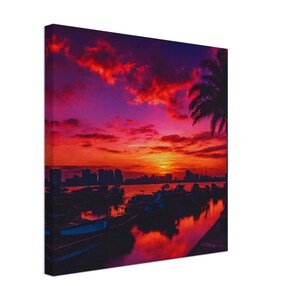 Harbour Romance: un magnífico lienzo al atardecer 40x40 cm / 16x16″