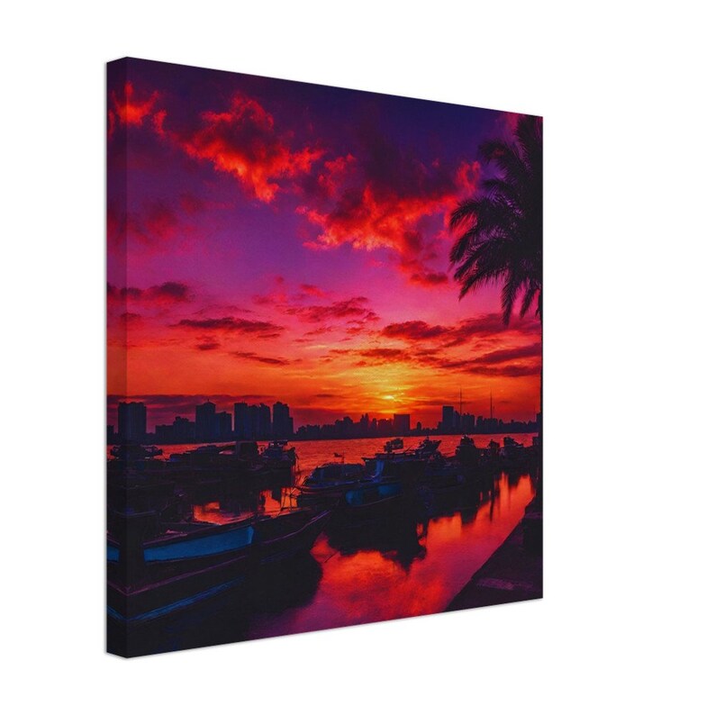 Hafenromantik: Ein Prachtvoller Sonnenuntergang Leinwand 40x40 cm / 16x16″