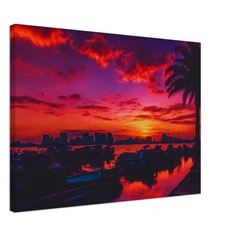 Harbour Romance: un magnífico lienzo al atardecer 50x70 cm / 20x28″