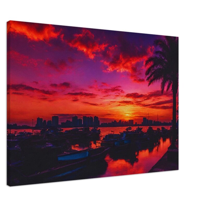 Harbour Romance: un magnífico lienzo al atardecer 70x100 cm / 28x40″