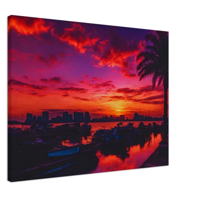 Hafenromantik: Ein Prachtvoller Sonnenuntergang Leinwand 60x80 cm / 24x32″