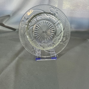 Vintage Jeanette Iris Clear Glass Butter Dish – Elegant Art Deco Tableware, Perfect for Collectors or Gifting