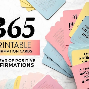 365 Printable Affirmation Cards NEW Positive Affirmation Cards Creativity, Resilience, Affirmation Cards for all Genders, Motivational Cards