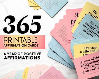365 tarjetas de afirmaciones imprimibles, motivación diaria (PDF)