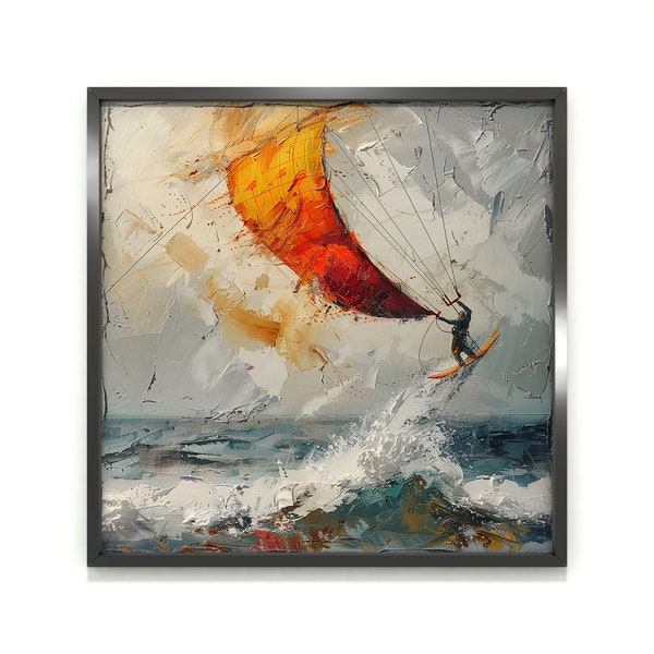 Dance of Freedom: Abstract Kitesurfing - Digital Printable Art, Print at home, Kitesurfing Poster, Scandi Interior, Kite Surf Graphic Art