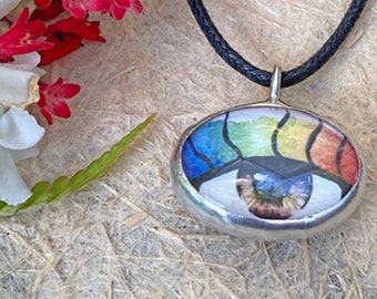 Rainbow Eye, reversable pendant