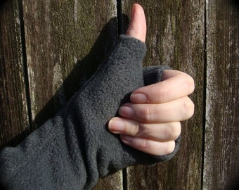 Wrist Warmers, soft, Gray, washable fleece