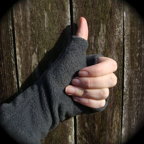 Wrist Warmers, soft, Gray, washable fleece