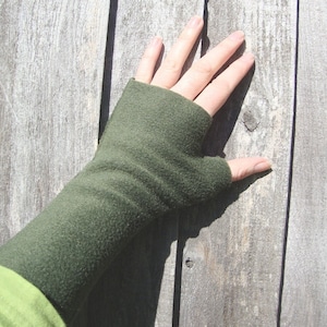 Wrist Warmers, OLIVE,soft, washable fleece