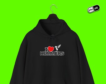 I Heart Hummers | Hummingbird, Original Graphic Design Hooded Sweatshirt, Gildan Classic Fit, 9 Color Options, Unisex Pullover Hoodie